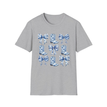 Cowgirl Blue Toile Bows T-Shirt