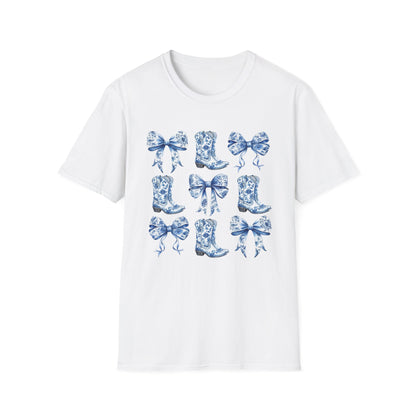 Cowgirl Blue Toile Bows T-Shirt