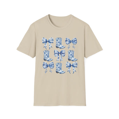 Cowgirl Blue Toile Bows T-Shirt