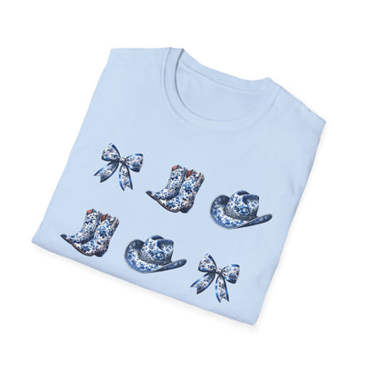 Cowgirl Blue Toile Bows T-Shirt