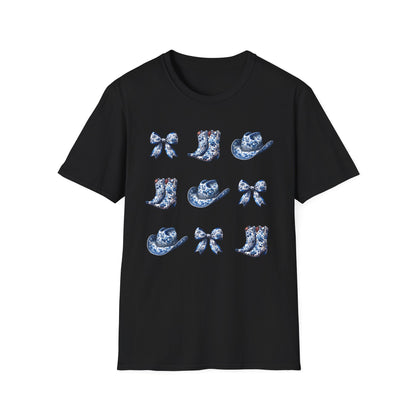 Cowgirl Blue Toile Bows T-Shirt