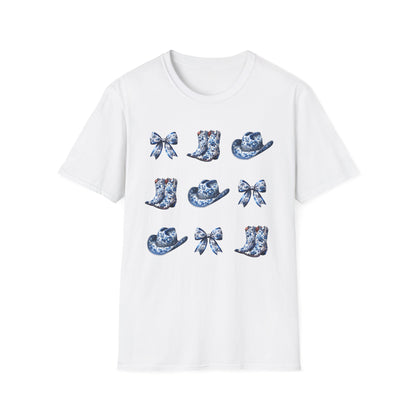 Cowgirl Blue Toile Bows T-Shirt