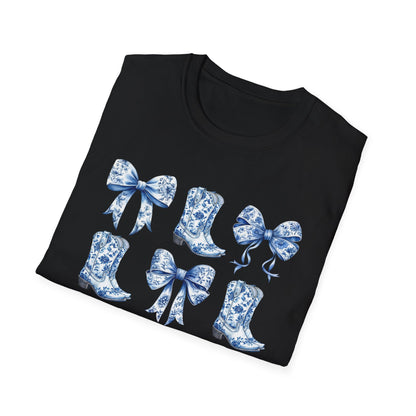Cowgirl Blue Toile Bows T-Shirt