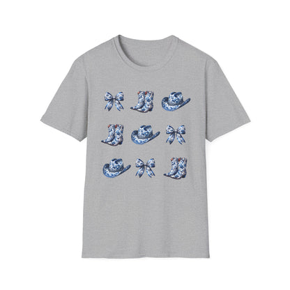 Cowgirl Blue Toile Bows T-Shirt