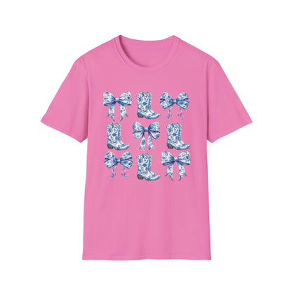 Cowgirl Blue Toile Bows T-Shirt