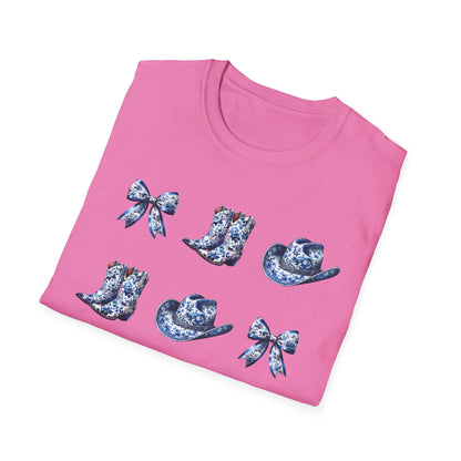 Cowgirl Blue Toile Bows T-Shirt