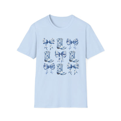 Cowgirl Blue Toile Bows T-Shirt