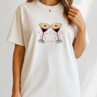Espresso martinis Pink coquette bows Tini time T-Shirt