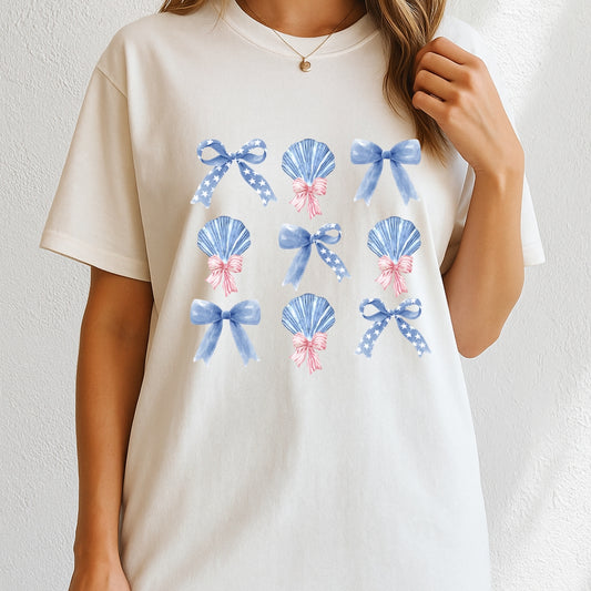 Coquette Bows Shells Coastal T-Shirt