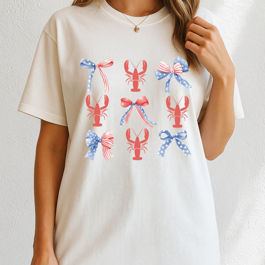 USA Coquette Bows Coastal Crawfish T-Shirt